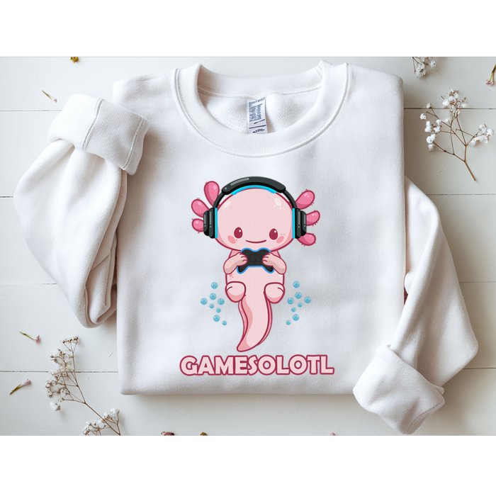 Gamesolotl Gaming Axolotl Playing Video Games Funny Sweatshirt