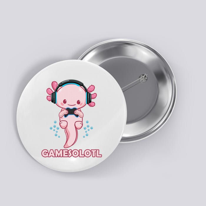 Gamesolotl Gaming Axolotl Playing Video Games Funny Button