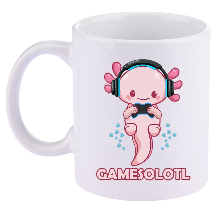 Gamesolotl Gaming Axolotl Playing Video Games Funny 11oz C Handle Ceramic Mug