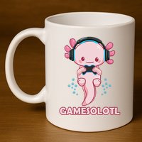 Gamesolotl Gaming Axolotl Playing Video Games Funny 11oz C Handle Ceramic Mug