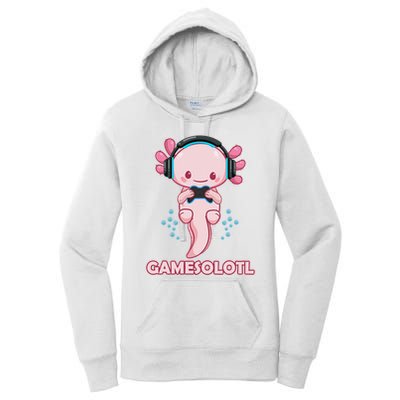 Gamesolotl Gaming Axolotl Playing Video Games Funny Women's Pullover Hoodie