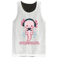 Gamesolotl Gaming Axolotl Playing Video Games Funny Mesh Reversible Basketball Jersey Tank