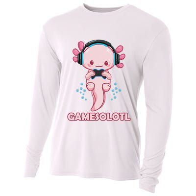 Gamesolotl Gaming Axolotl Playing Video Games Funny Cooling Performance Long Sleeve Crew