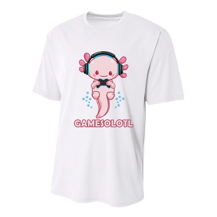 Gamesolotl Gaming Axolotl Playing Video Games Funny Youth Performance Sprint T-Shirt