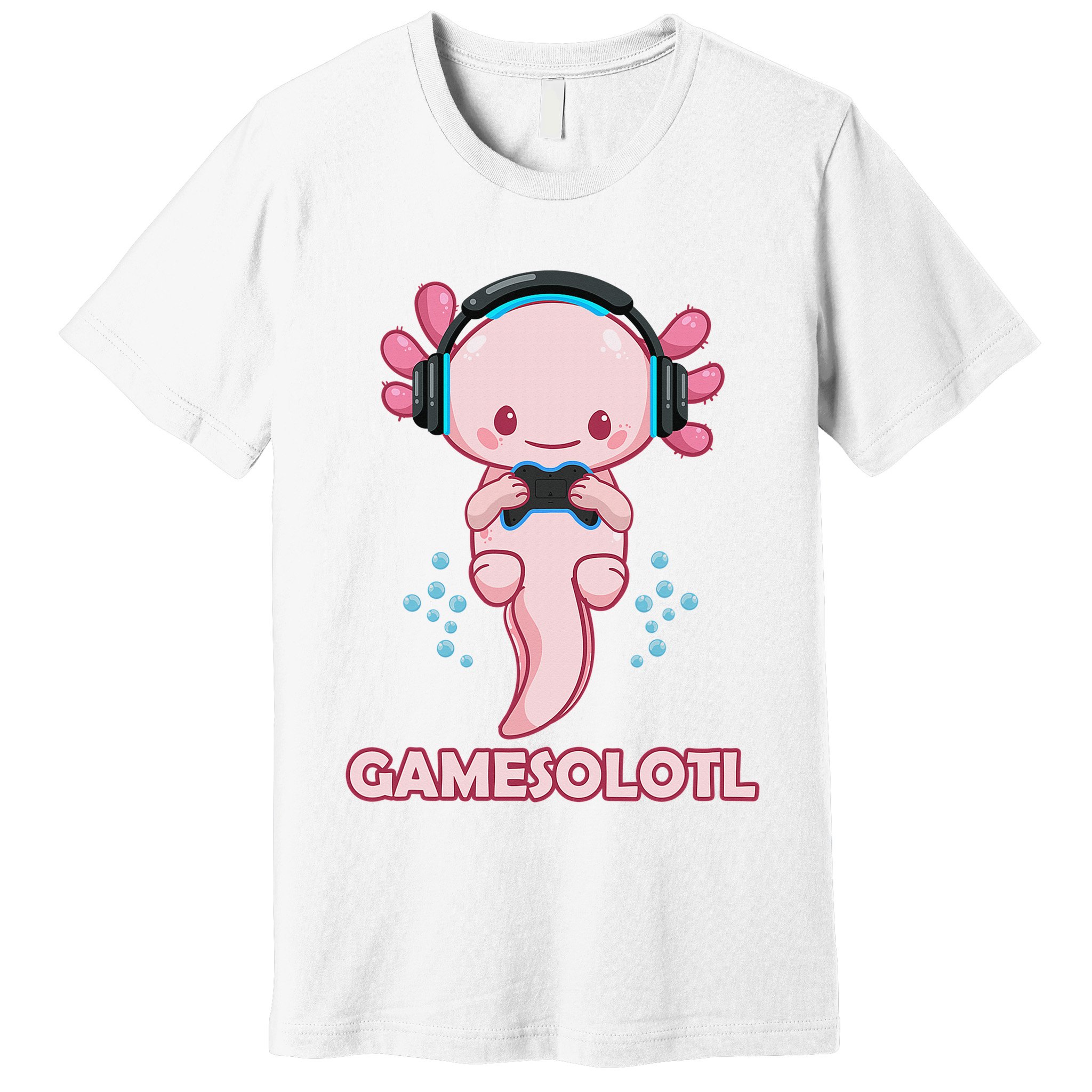 Gamesolotl Gaming Axolotl Playing Video Games Funny Premium T-Shirt