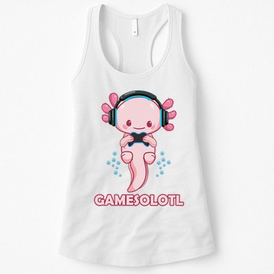 Gamesolotl Gaming Axolotl Playing Video Games Funny Womens Tank Top