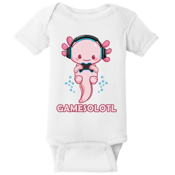 Gamesolotl Gaming Axolotl Playing Video Games Funny Baby Bodysuit