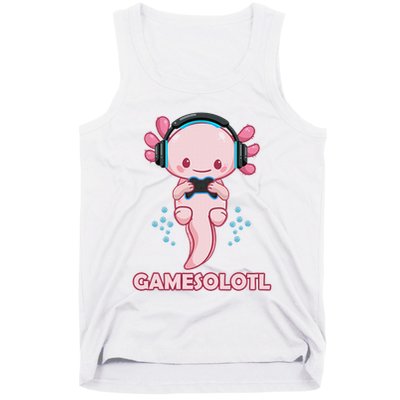 Gamesolotl Gaming Axolotl Playing Video Games Funny Tank Top