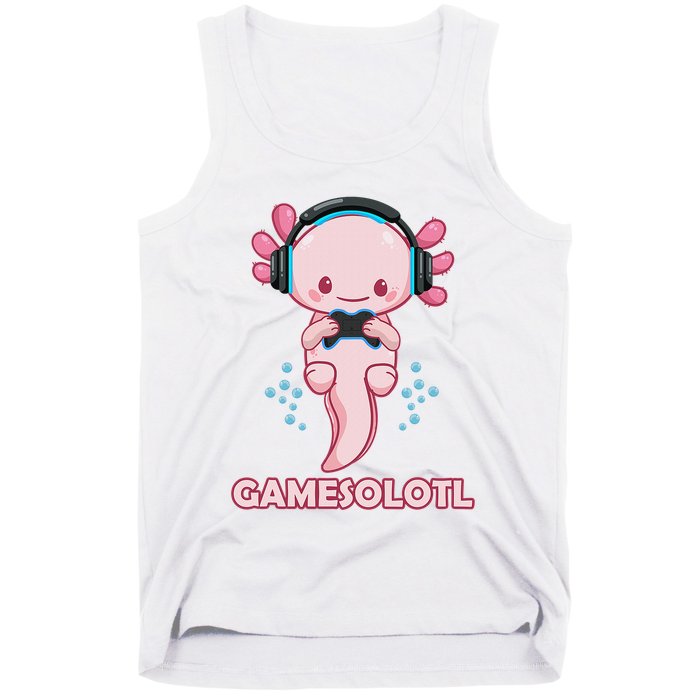 Gamesolotl Gaming Axolotl Playing Video Games Funny Tank Top
