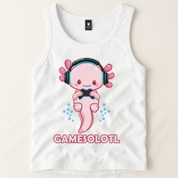 Gamesolotl Gaming Axolotl Playing Video Games Funny Tank Top