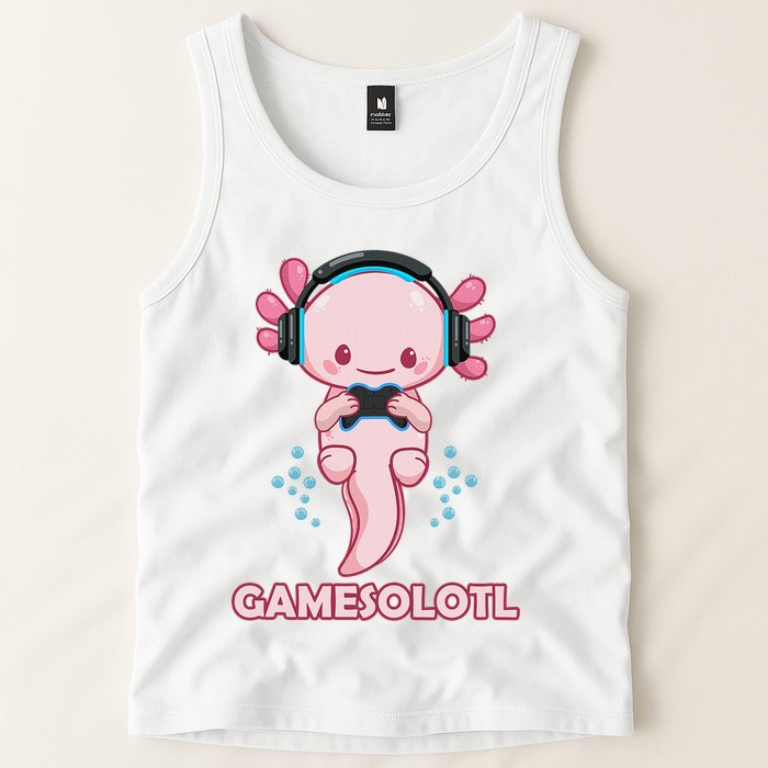 Gamesolotl Gaming Axolotl Playing Video Games Funny Tank Top