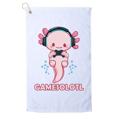 Gamesolotl Gaming Axolotl Playing Video Games Funny Golf Towel