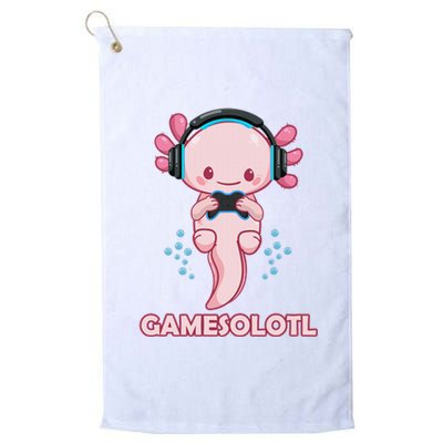 Gamesolotl Gaming Axolotl Playing Video Games Funny Platinum Collection Golf Towel