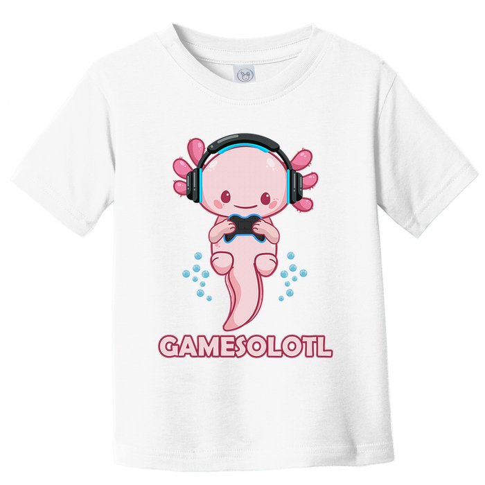 Gamesolotl Gaming Axolotl Playing Video Games Funny Toddler T-Shirt