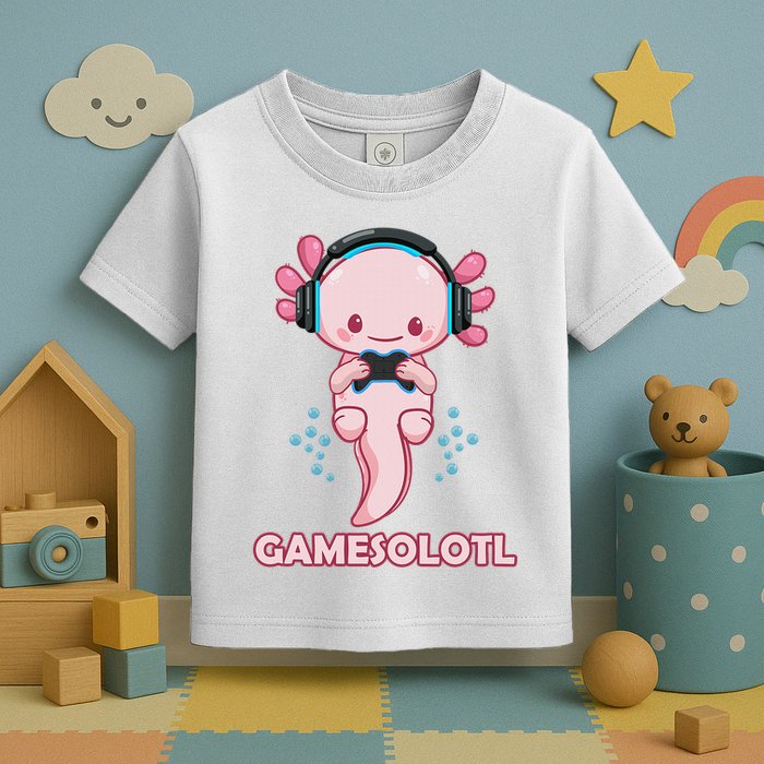 Gamesolotl Gaming Axolotl Playing Video Games Funny Toddler T-Shirt