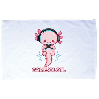 Gamesolotl Gaming Axolotl Playing Video Games Funny Microfiber Hand Towel