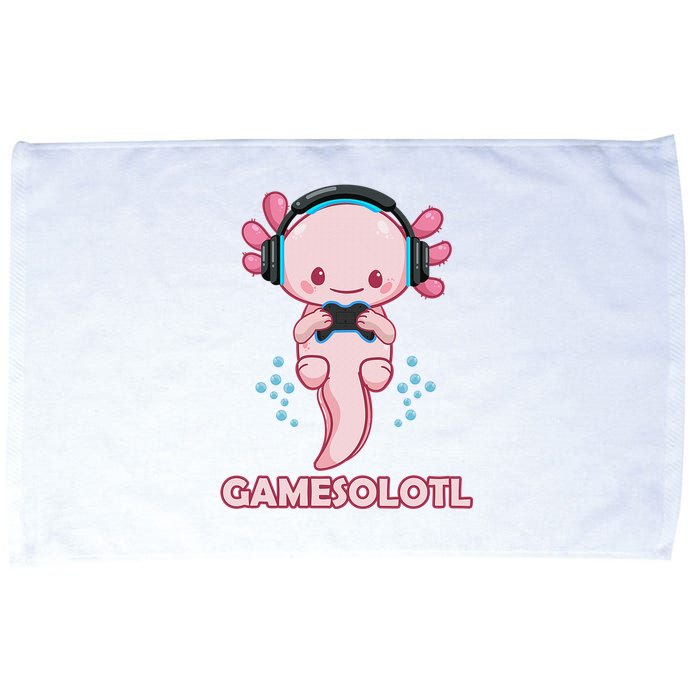 Gamesolotl Gaming Axolotl Playing Video Games Funny Microfiber Hand Towel