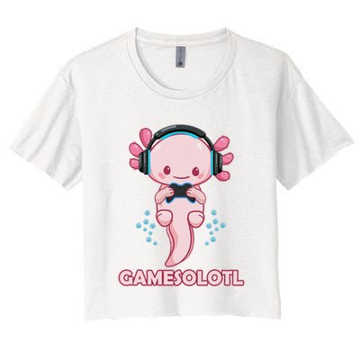 Gamesolotl Gaming Axolotl Playing Video Games Funny Crop Top