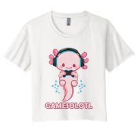 Gamesolotl Gaming Axolotl Playing Video Games Funny Crop Top