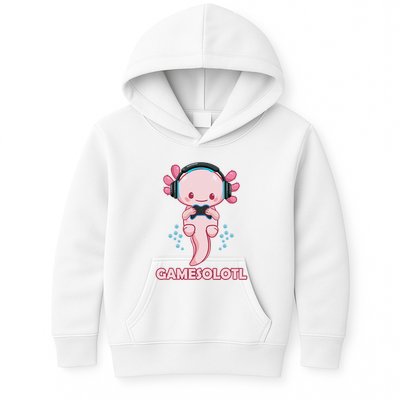 Gamesolotl Gaming Axolotl Playing Video Games Funny Kids Hoodie
