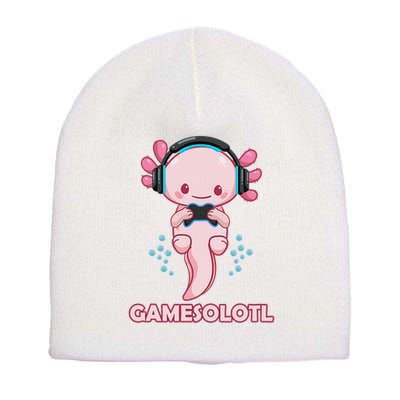 Gamesolotl Gaming Axolotl Playing Video Games Funny Short Acrylic Beanie
