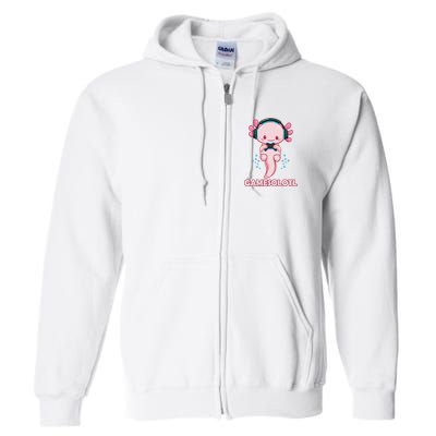 Gamesolotl Gaming Axolotl Playing Video Games Funny Full Zip Hoodie
