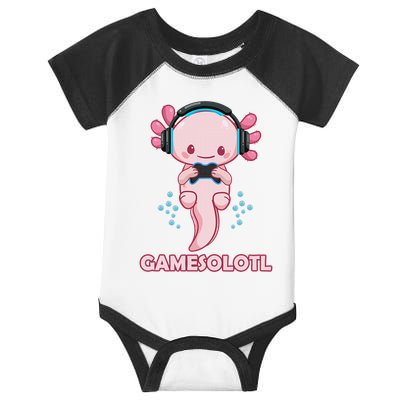 Gamesolotl Gaming Axolotl Playing Video Games Funny Infant Baby Jersey Bodysuit
