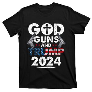 God Guns And Trump 2024 Usa American Flag T-Shirt