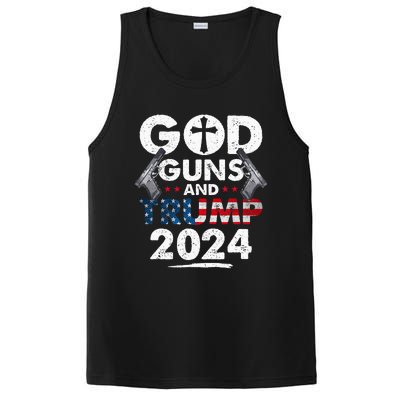 God Guns And Trump 2024 Usa American Flag PosiCharge Competitor Tank