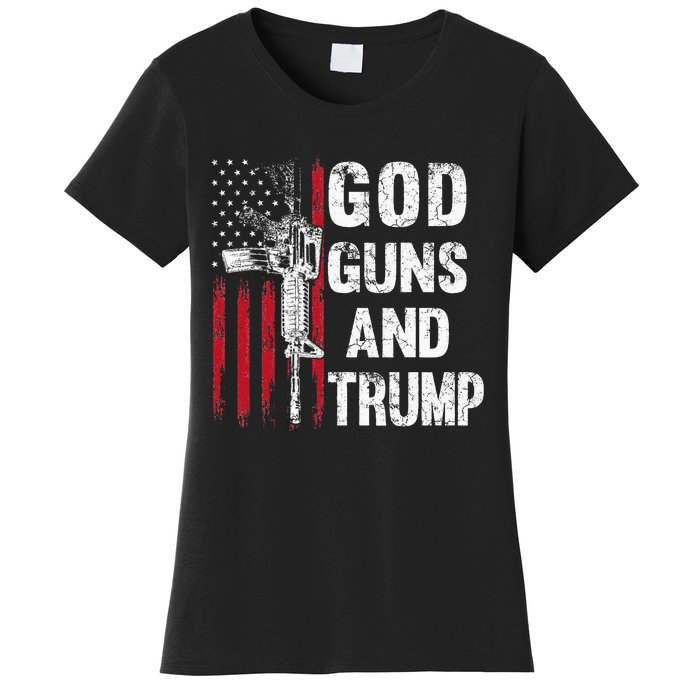 God Guns And Trump 2nd Amendment Flag Ar15 American Flag Women's T-Shirt