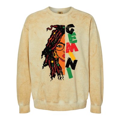 Gemini Girl Afro Locs Girl Zodiac Signs Birthday Girl Colorblast Crewneck Sweatshirt