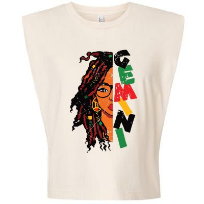 Gemini Girl Afro Locs Girl Zodiac Signs Birthday Girl Garment-Dyed Women's Muscle Tee