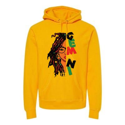 Gemini Girl Afro Locs Girl Zodiac Signs Birthday Girl Premium Hoodie