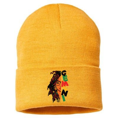 Gemini Girl Afro Locs Girl Zodiac Signs Birthday Girl Sustainable Knit Beanie