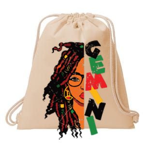 Gemini Girl Afro Locs Girl Zodiac Signs Birthday Girl Drawstring Bag