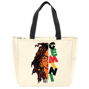 Gemini Girl Afro Locs Girl Zodiac Signs Birthday Girl Zip Tote Bag