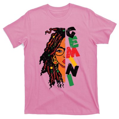 Gemini Girl Afro Locs Girl Zodiac Signs Birthday Girl T-Shirt