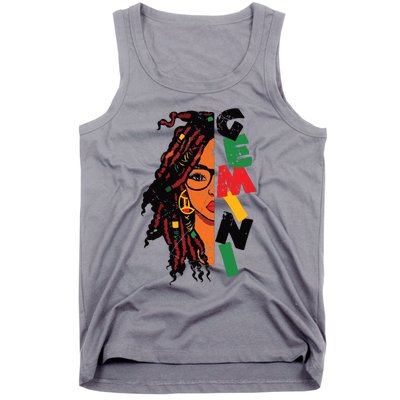 Gemini Girl Afro Locs Girl Zodiac Signs Birthday Girl Tank Top