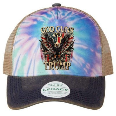 God Guns And Trump 2nd Amendment Flag Eagle Legacy Tie Dye Trucker Hat