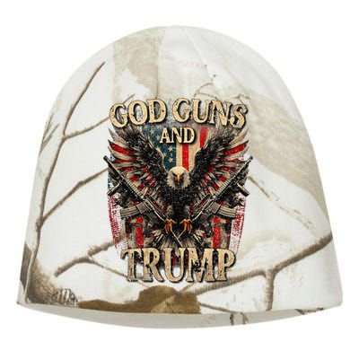 God Guns And Trump 2nd Amendment Flag Eagle Kati - Camo Knit Beanie