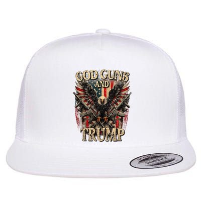 God Guns And Trump 2nd Amendment Flag Eagle Flat Bill Trucker Hat