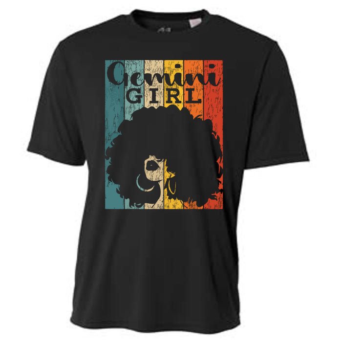 Gemini Girl Afro Natural Hair Diva Black Woman Zodiac Cooling Performance Crew T-Shirt