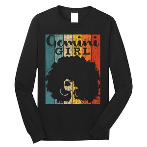 Gemini Girl Afro Natural Hair Diva Black Woman Zodiac Long Sleeve Shirt