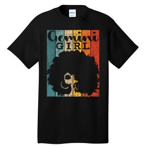 Gemini Girl Afro Natural Hair Diva Black Woman Zodiac Tall T-Shirt