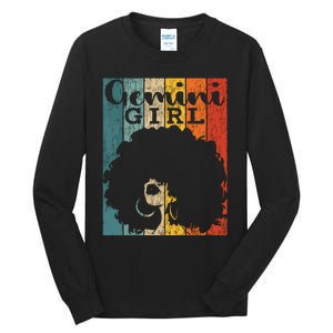 Gemini Girl Afro Natural Hair Diva Black Woman Zodiac Tall Long Sleeve T-Shirt