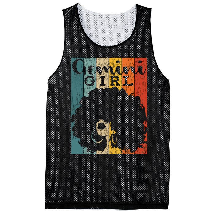 Gemini Girl Afro Natural Hair Diva Black Woman Zodiac Mesh Reversible Basketball Jersey Tank