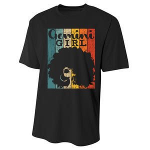 Gemini Girl Afro Natural Hair Diva Black Woman Zodiac Performance Sprint T-Shirt