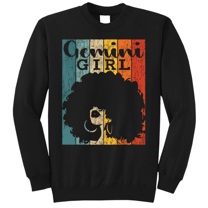 Gemini Girl Afro Natural Hair Diva Black Woman Zodiac Tall Sweatshirt