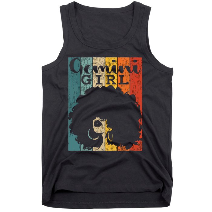 Gemini Girl Afro Natural Hair Diva Black Woman Zodiac Tank Top