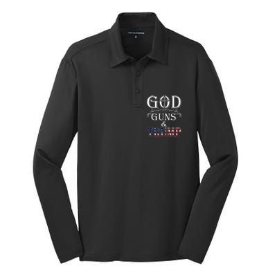 God Guns And Trump 2nd Amendment Silk Touch Performance Long Sleeve Polo